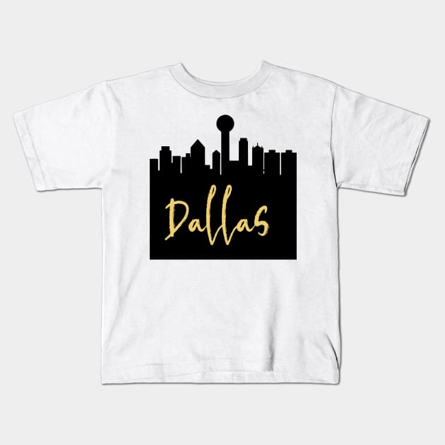 DALLAS TEXAS DESIGNER SILHOUETTE SKYLINE ART Kids T-Shirt by deificusArt